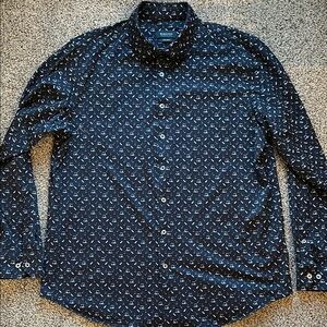 Bugatchi Black Golf Cart Print Button-Up Long Sleeve Shirt Bugatchi OooH cotton